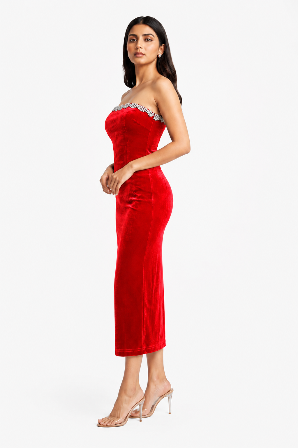 Crimson Charm Midi Dress