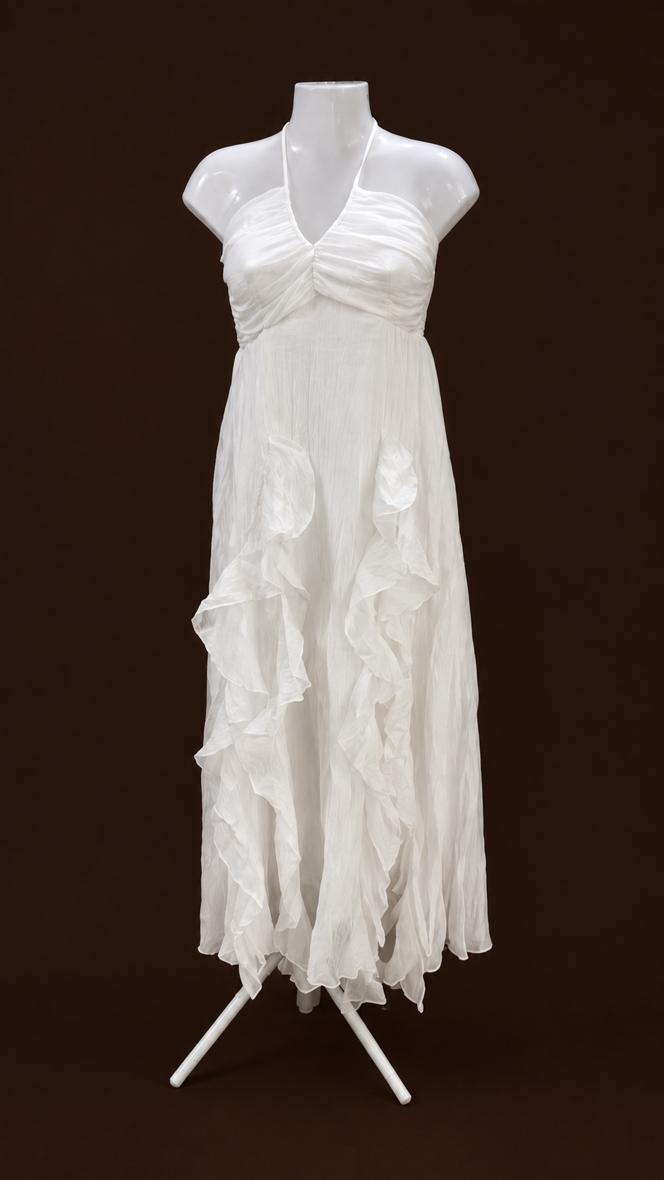 Ruffle Detail Halter Neck Maxi Dress